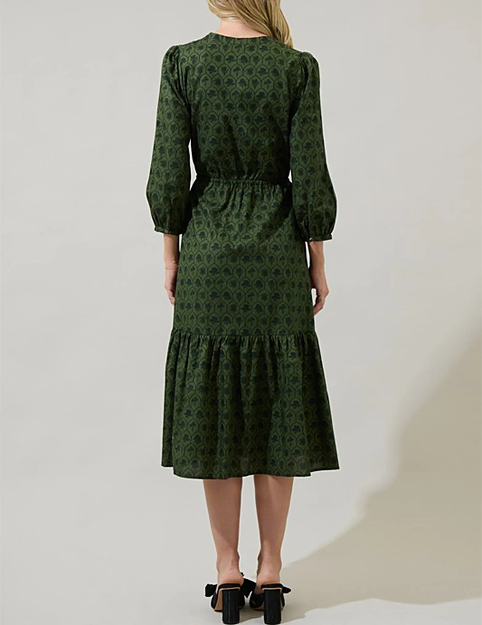Zinnia Green Floral Cotton Dress