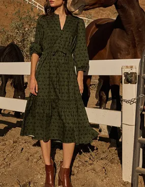 Zinnia Green Floral Cotton Dress